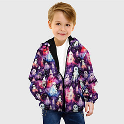Куртка с капюшоном детская Хэллоуин Акварельные привидения, цвет: 3D-черный — фото 2