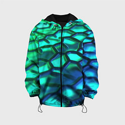 Куртка с капюшоном детская Зеленые и синие соты, цвет: 3D-черный