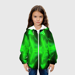 Куртка с капюшоном детская Black green abstract, цвет: 3D-белый — фото 2