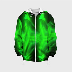 Куртка с капюшоном детская Black green abstract, цвет: 3D-белый