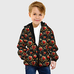 Куртка с капюшоном детская Сердечки в золоте, цвет: 3D-черный — фото 2