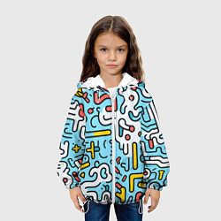 Куртка с капюшоном детская Геометрическая контурная абстракция, цвет: 3D-белый — фото 2