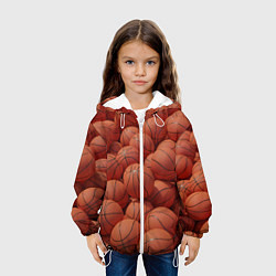 Куртка с капюшоном детская Узор с баскетбольными мячами, цвет: 3D-белый — фото 2