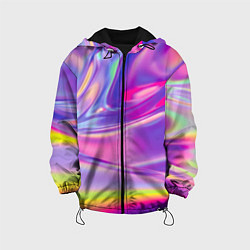 Куртка с капюшоном детская Радужное северное сияние, цвет: 3D-черный