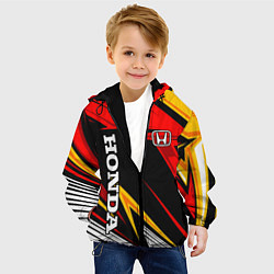 Куртка с капюшоном детская Honda - красный и оранжевый, цвет: 3D-черный — фото 2