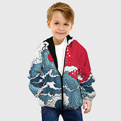 Куртка с капюшоном детская Страна восходящего солнца - большая волна, цвет: 3D-черный — фото 2