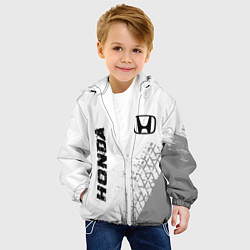 Куртка с капюшоном детская Honda speed на светлом фоне со следами шин: надпис, цвет: 3D-белый — фото 2
