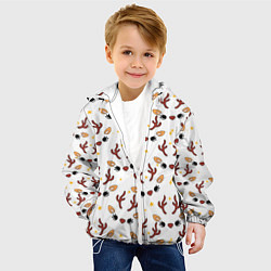 Куртка с капюшоном детская Оленьи мордочки новогодний узор, цвет: 3D-белый — фото 2