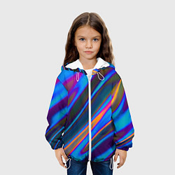 Куртка с капюшоном детская Глитч галограмма радужная, цвет: 3D-белый — фото 2