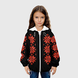 Куртка с капюшоном детская Удмуртский - вертикаль black 2, цвет: 3D-белый — фото 2