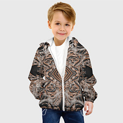Куртка с капюшоном детская Выпуклая мандала на тиснённой коже, цвет: 3D-белый — фото 2