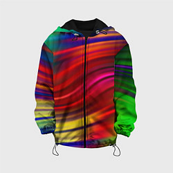 Куртка с капюшоном детская Разноцветный абстрактный узор волны, цвет: 3D-черный