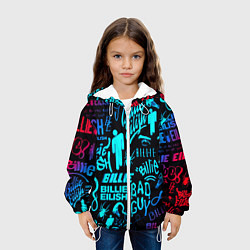 Куртка с капюшоном детская Billie Eilish neon pattern, цвет: 3D-белый — фото 2