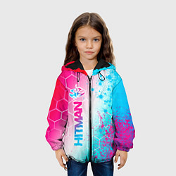 Куртка с капюшоном детская Hitman neon gradient style: по-вертикали, цвет: 3D-черный — фото 2