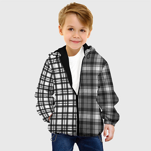 Детская куртка Черно-белый паттерн клетка / 3D-Черный – фото 4