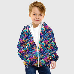 Куртка с капюшоном детская Разноцветные причудливые волны, цвет: 3D-белый — фото 2