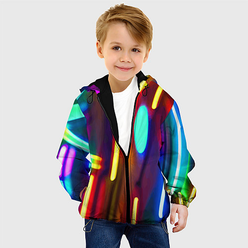 Детская куртка Абстрактная неоновая композиция / 3D-Черный – фото 4