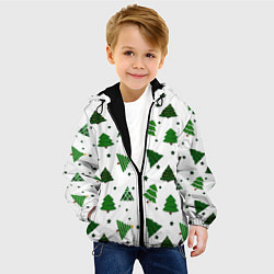 Куртка с капюшоном детская Узор с зелеными елочками, цвет: 3D-черный — фото 2