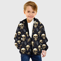 Куртка с капюшоном детская Черепы, звезды и хвойные ветки, цвет: 3D-черный — фото 2