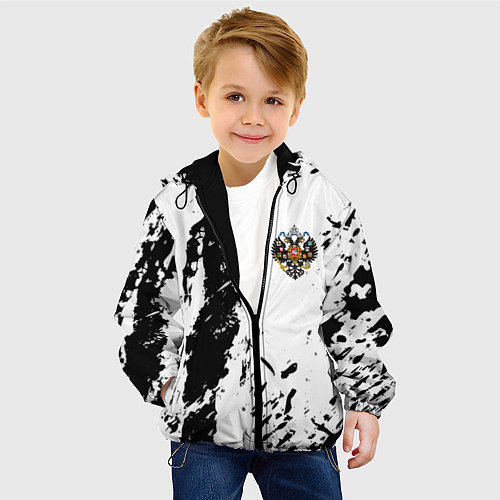 Детская куртка Россия спорт краски герб / 3D-Черный – фото 4