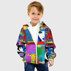 Куртка с капюшоном детская Лоскутное одеяло - поп-арт, цвет: 3D-белый — фото 2