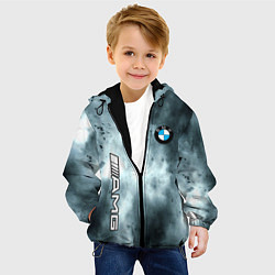 Куртка с капюшоном детская Bmw смок текстура, цвет: 3D-черный — фото 2