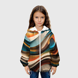 Куртка с капюшоном детская Волнистая объёмная текстура - нейросеть, цвет: 3D-белый — фото 2