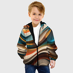 Куртка с капюшоном детская Волнистая объёмная текстура - нейросеть, цвет: 3D-черный — фото 2