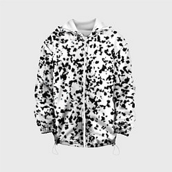 Куртка с капюшоном детская Пятнистый чёрно-белый паттерн, цвет: 3D-белый