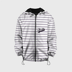 Куртка с капюшоном детская Кен - серые и белые полосы, цвет: 3D-черный