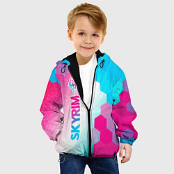 Куртка с капюшоном детская Skyrim neon gradient style: по-вертикали, цвет: 3D-черный — фото 2