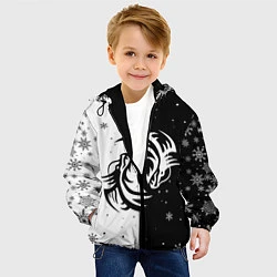 Куртка с капюшоном детская Инь Янь - Драконы, цвет: 3D-черный — фото 2