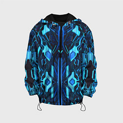 Куртка с капюшоном детская Киберпанк неоновая броня синяя, цвет: 3D-черный