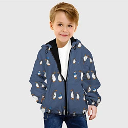 Куртка с капюшоном детская Забавное семейство пингвинов, цвет: 3D-черный — фото 2