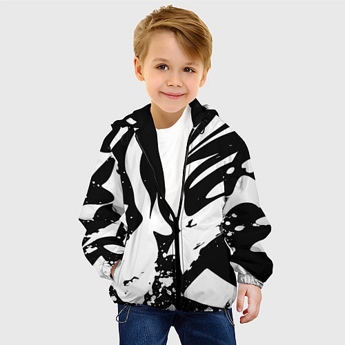 Детская куртка Экспрессивная чб абстракция / 3D-Черный – фото 4