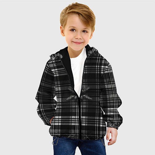 Детская куртка Черно-белая шотландская клетка / 3D-Черный – фото 4