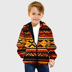 Куртка с капюшоном детская Узор в этническом стиле масаев, цвет: 3D-черный — фото 2