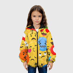 Куртка с капюшоном детская Смайлы разные эмоции, цвет: 3D-черный — фото 2