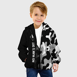 Куртка с капюшоном детская No Mans Sky glitch на темном фоне по-вертикали, цвет: 3D-черный — фото 2