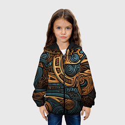 Куртка с капюшоном детская Паттерн в викингском стиле, цвет: 3D-черный — фото 2