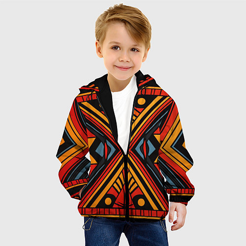 Детская куртка Геометрический узор в африканском стиле / 3D-Черный – фото 4