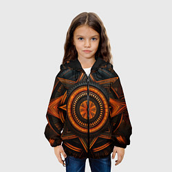 Куртка с капюшоном детская Орнамент в африканском стиле на тёмном фоне, цвет: 3D-черный — фото 2