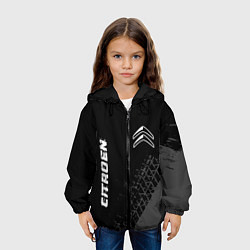 Куртка с капюшоном детская Citroen speed на темном фоне со следами шин вертик, цвет: 3D-черный — фото 2