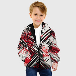 Куртка с капюшоном детская Киберпанк линии белые и красные, цвет: 3D-черный — фото 2