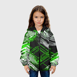 Куртка с капюшоном детская Киберпанк линии белые и зелёные, цвет: 3D-черный — фото 2
