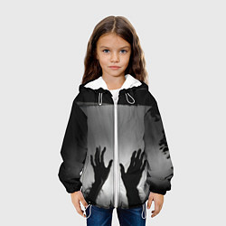 Куртка с капюшоном детская Руки зомби в ночном тумане, цвет: 3D-белый — фото 2