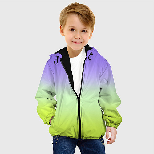 Детская куртка Фиолетовый мятный и желто-зеленый градиент / 3D-Черный – фото 4