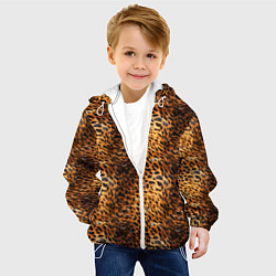 Куртка с капюшоном детская Текстура кожи животного паттерн, цвет: 3D-белый — фото 2