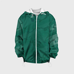 Куртка с капюшоном детская Серо-зеленые разводы, цвет: 3D-белый