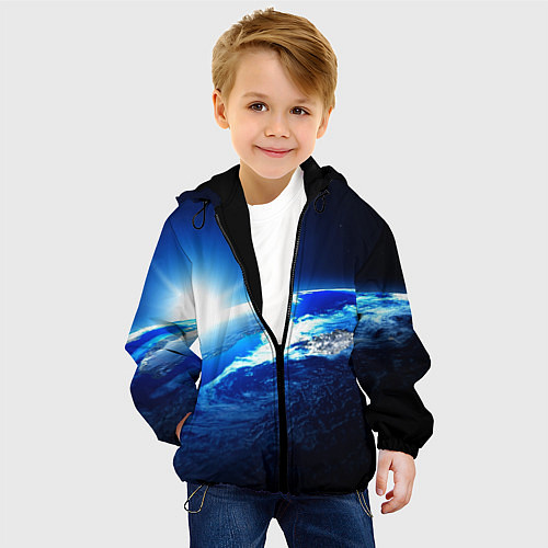 Детская куртка Восход солнца в космосе / 3D-Черный – фото 4